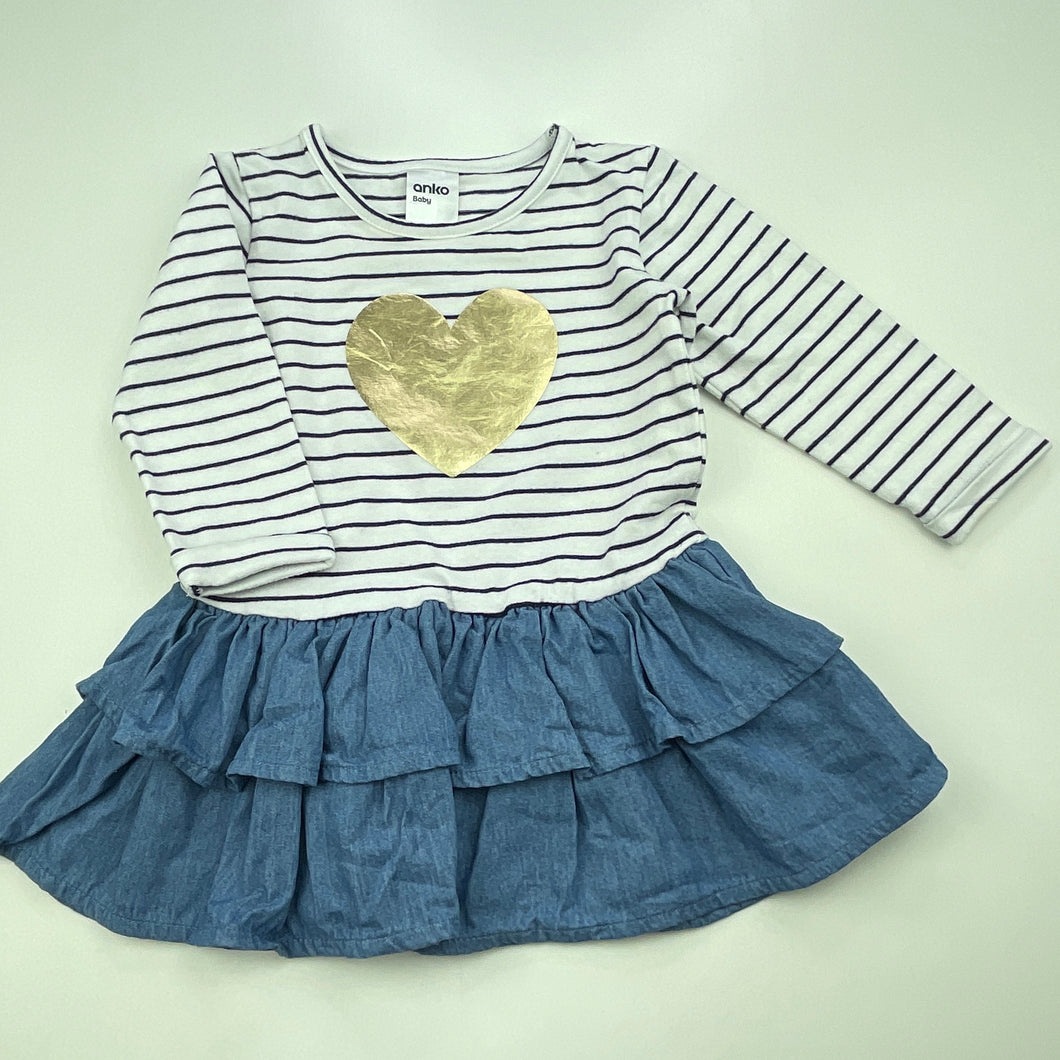 Girls Anko, spliced casual dress, FUC, size 00, L: 36cm