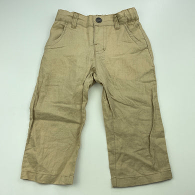 Boys Bebe by Minihaha, linen / cotton pants, adjustable, Inside leg: 26cm, light mark on back, FUC, size 1-2,  