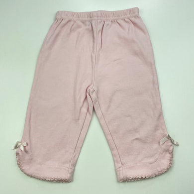 Girls H&T, pink cotton leggings / bottoms, elasticated, GUC, size 00,  