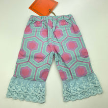 Load image into Gallery viewer, Girls Trish Scully, colourful cotton pants, elasticated, Inside leg: 18cm, NEW, size 12 months,  
