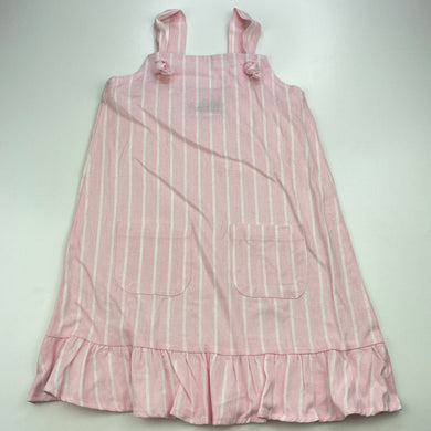 Girls Mango, pink stripe linen / viscose casual dress, EUC, size 5, L: 60cm