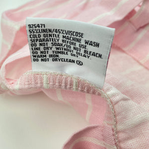 Girls Mango, pink stripe linen / viscose casual dress, EUC, size 5, L: 60cm