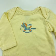 Load image into Gallery viewer, unisex Baby Biz, yellow cotton bodysuit / romper, EUC, size 00,  