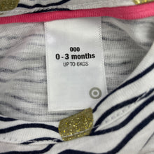 Load image into Gallery viewer, Girls Target, navy &amp; white cotton t-shirt / top, EUC, size 000,  