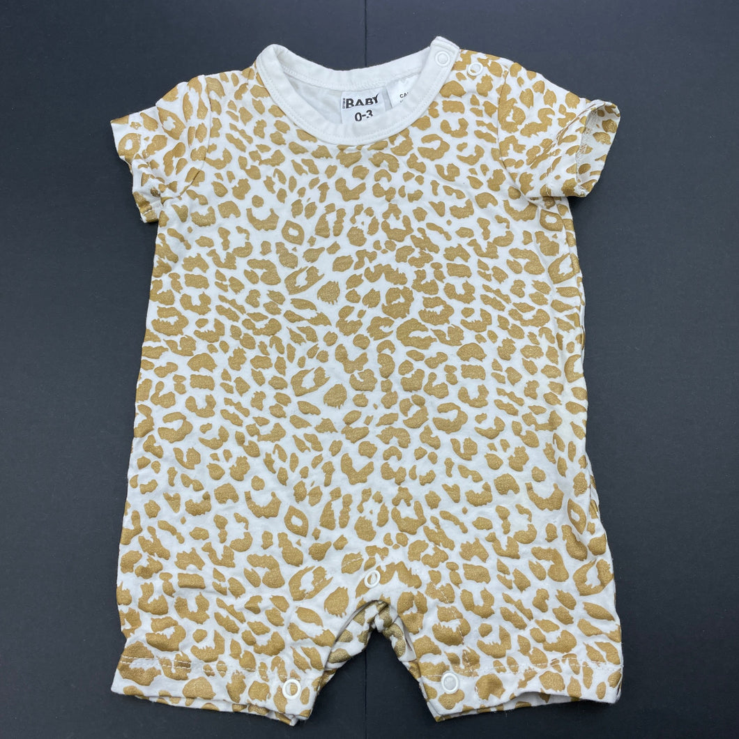 Girls Cotton On, gold animal print romper, EUC, size 000,  