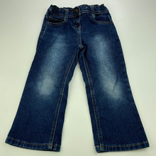 Load image into Gallery viewer, Girls Target, blue stretch denim jeans, adjustable, Inside leg: 36cm, GUC, size 3,  