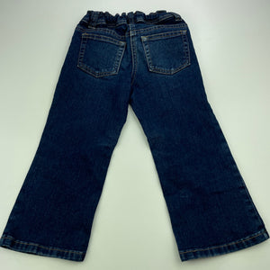 Girls Target, blue stretch denim jeans, adjustable, Inside leg: 36cm, GUC, size 3,  