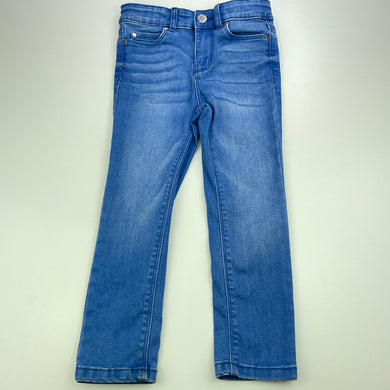 Girls Target, blue stretch denim jeans, adjustable, Inside leg: 40cm, GUC, size 4,  