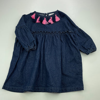 Girls Seed, dark denim long sleeve dress, EUC, size 3, L: 50cm