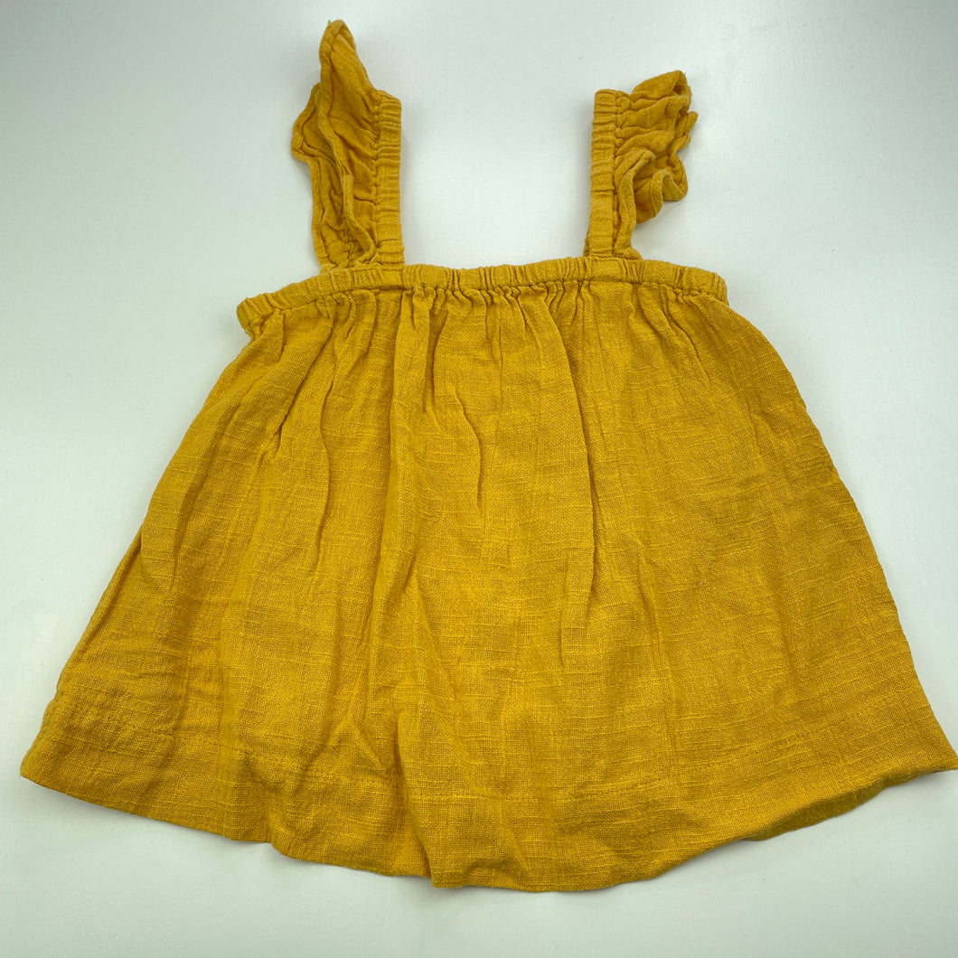 Girls Anko, mustard cotton summer top, EUC, size 8,  