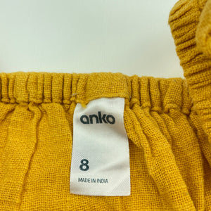 Girls Anko, mustard cotton summer top, EUC, size 8,  