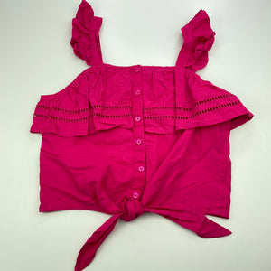 Girls Anko, pink cotton tie front top, EUC, size 12,  