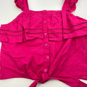 Girls Anko, pink cotton tie front top, EUC, size 12,  