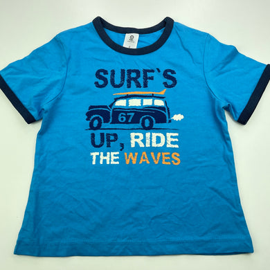 Boys Target, blue cotton t-shirt / top, surf, GUC, size 2,  