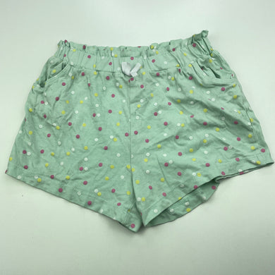 Girls Kids & Co, green cotton shorts, elasticated, EUC, size 6,  