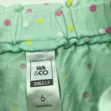 Load image into Gallery viewer, Girls Kids &amp; Co, green cotton shorts, elasticated, EUC, size 6,  