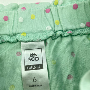 Girls Kids & Co, green cotton shorts, elasticated, EUC, size 6,  