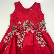 Load image into Gallery viewer, Girls QCUTE, lined red hi-lo party dress, armpit to armpit: 27cm, GUC, size 3-4, L: 55cm at front