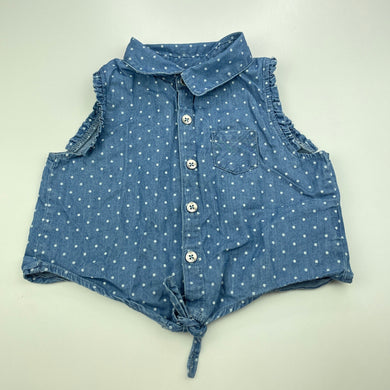Girls B Collection, chambray cotton tie front top, GUC, size 2,  