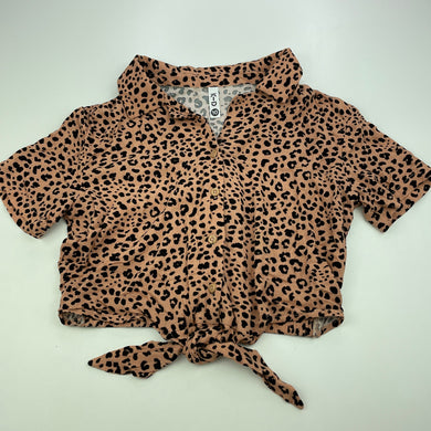 Girls KID, leopard print lightweight tie front top, EUC, size 10,  