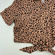 Load image into Gallery viewer, Girls KID, leopard print lightweight tie front top, EUC, size 10,  
