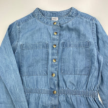 Load image into Gallery viewer, Girls Anko, chambray cotton long sleeve shirt dress, EUC, size 7, L: 65cm
