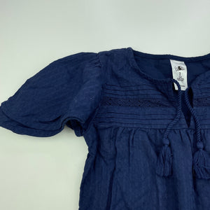 Girls H&T, navy lightweight cotton dress, EUC, size 7, L: 62cm