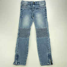 Load image into Gallery viewer, Girls Witchery, blue stretch denim biker jeans, adjustable, Inside leg: 50cm, GUC, size 6,  