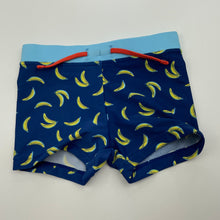 Load image into Gallery viewer, Boys Target, blue swim shorts, elasticated, bananas, EUC, size 0,  