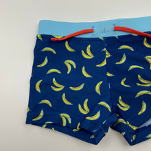 Load image into Gallery viewer, Boys Target, blue swim shorts, elasticated, bananas, EUC, size 0,  