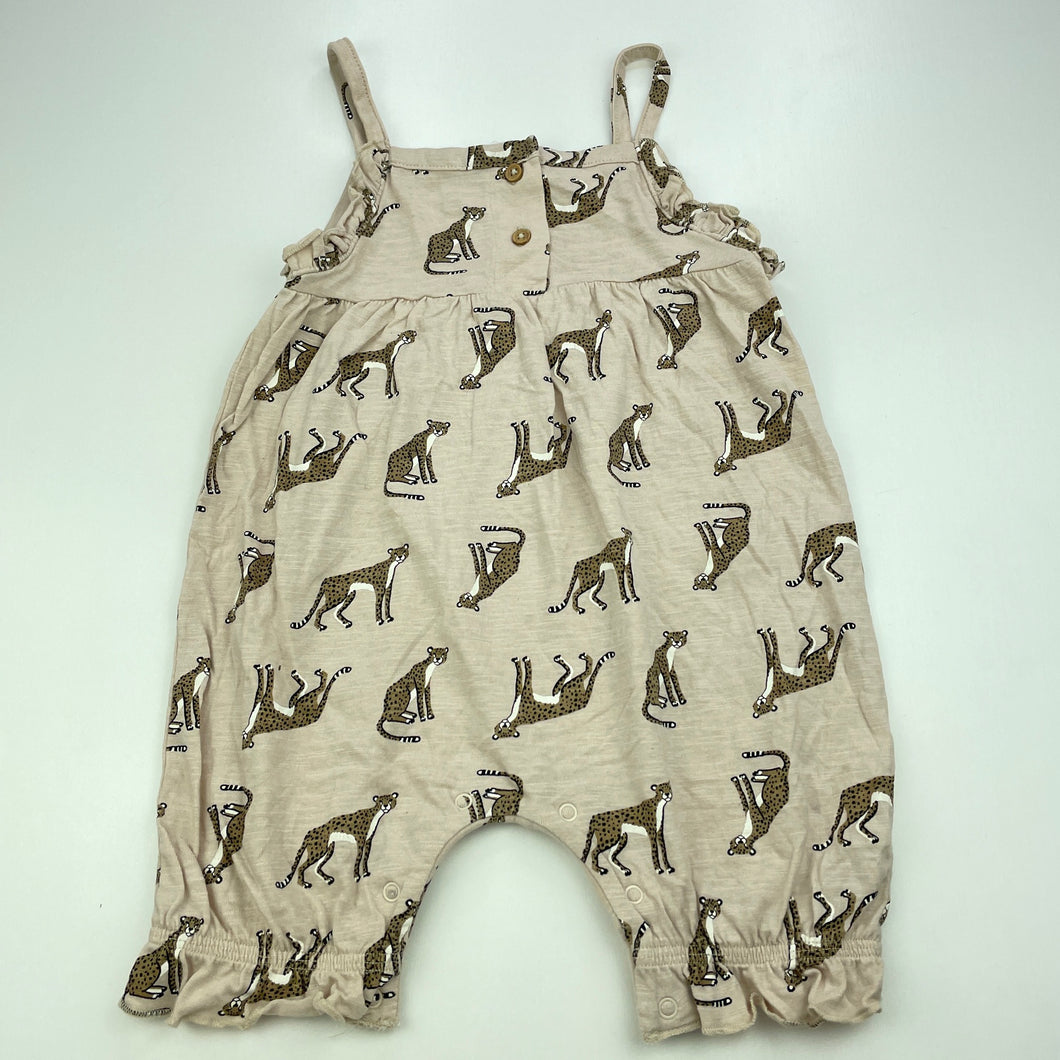Girls Dymples, cotton summer romper, cheetahs, GUC, size 0,  