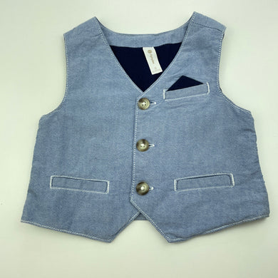 Boys Dymples, blue cotton waistcoat / vest, EUC, size 0,  