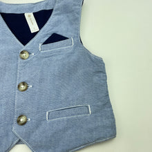Load image into Gallery viewer, Boys Dymples, blue cotton waistcoat / vest, EUC, size 0,  