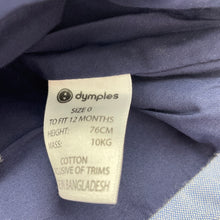 Load image into Gallery viewer, Boys Dymples, blue cotton waistcoat / vest, EUC, size 0,  