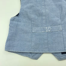 Load image into Gallery viewer, Boys Dymples, blue cotton waistcoat / vest, EUC, size 0,  