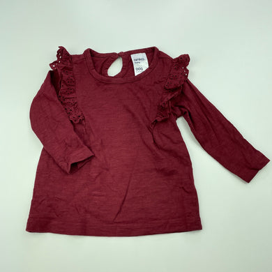 Girls Anko, cotton long sleeve top, GUC, size 000,  