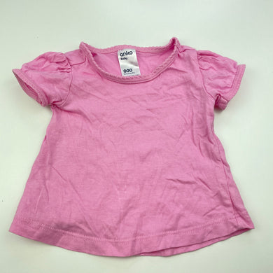 Girls Anko, pink cotton t-shirt top, GUC, size 000,  