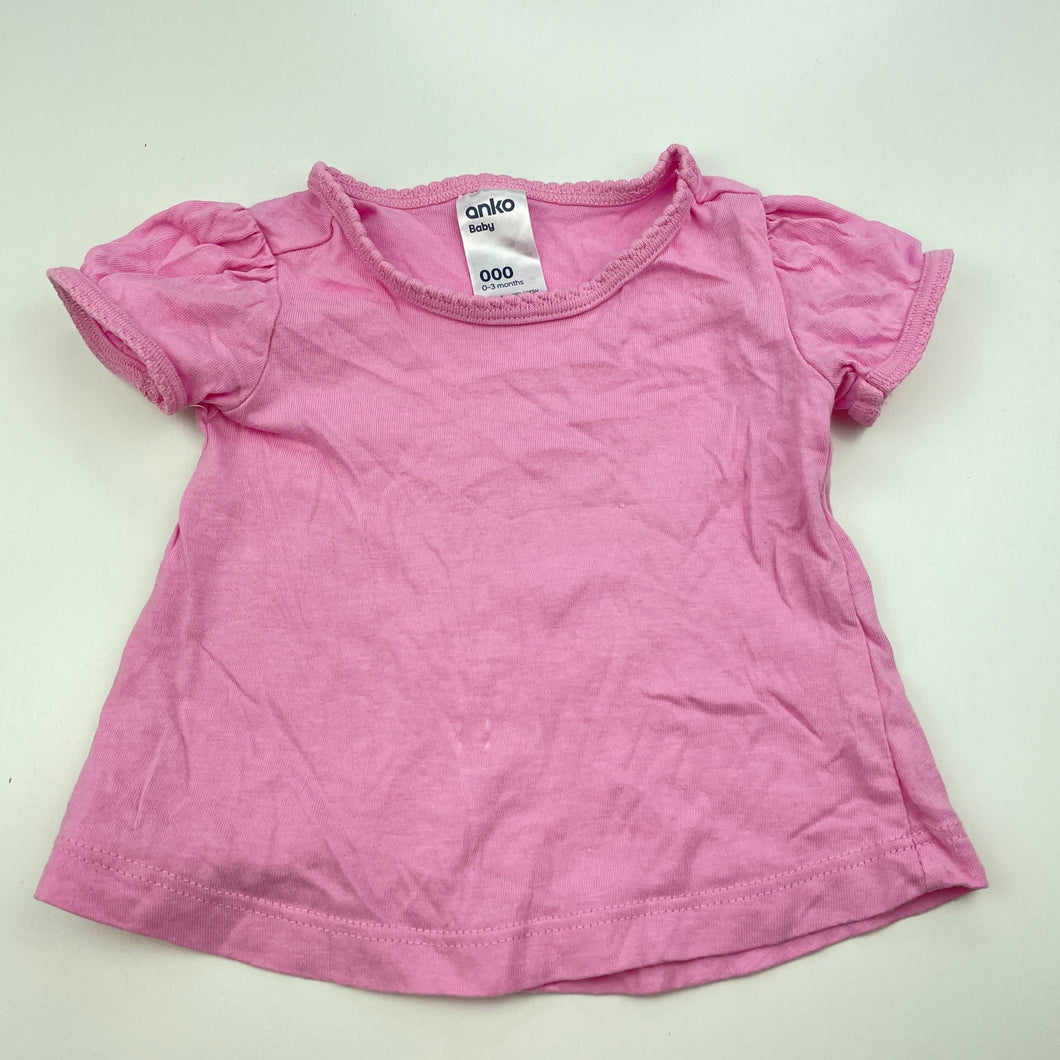 Girls Anko, pink cotton t-shirt top, GUC, size 000,  