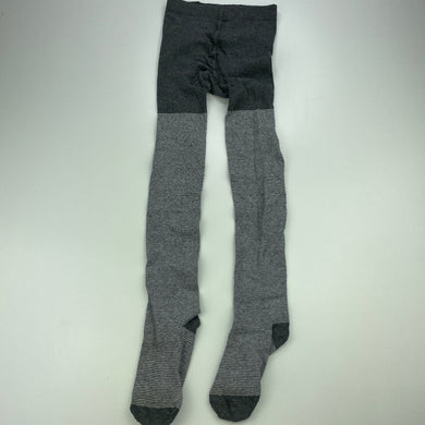 Girls grey, striped stretchy stockings, elasticated, FUC, size 9-10,  
