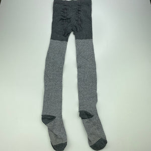 Girls grey, striped stretchy stockings, elasticated, FUC, size 9-10,  