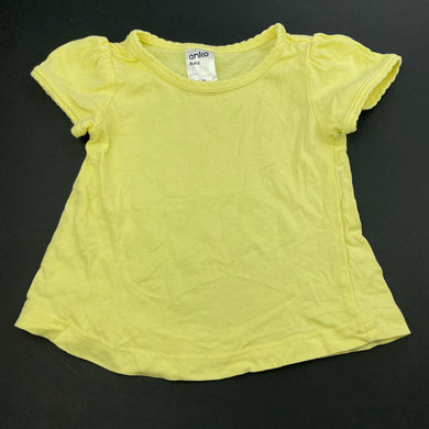 Girls Anko, yellow cotton t-shirt / top, GUC, size 000,  