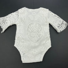 Load image into Gallery viewer, Girls Catpapa, lined floral lace bodysuit / romper, GUC, size 000,  