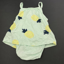 Load image into Gallery viewer, Girls Anko, mint cotton summer romper, pineapples, EUC, size 0000,  