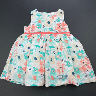 Girls Tiny Little Wonders, lined floral cotton party dress, GUC, size 00, L: 36cm