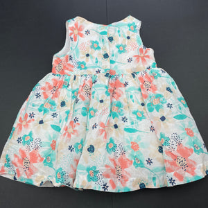 Girls Tiny Little Wonders, lined floral cotton party dress, GUC, size 00, L: 36cm