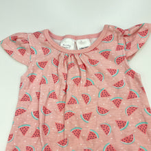 Load image into Gallery viewer, Girls Tiny Little Wonders, pink cotton romper, watermelon, EUC, size 000,  
