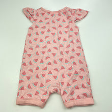 Load image into Gallery viewer, Girls Tiny Little Wonders, pink cotton romper, watermelon, EUC, size 000,  
