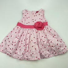 Load image into Gallery viewer, Girls Sprout, lined cotton party dress, strawberries, GUC, size 000, L: 35cm