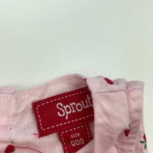 Load image into Gallery viewer, Girls Sprout, lined cotton party dress, strawberries, GUC, size 000, L: 35cm