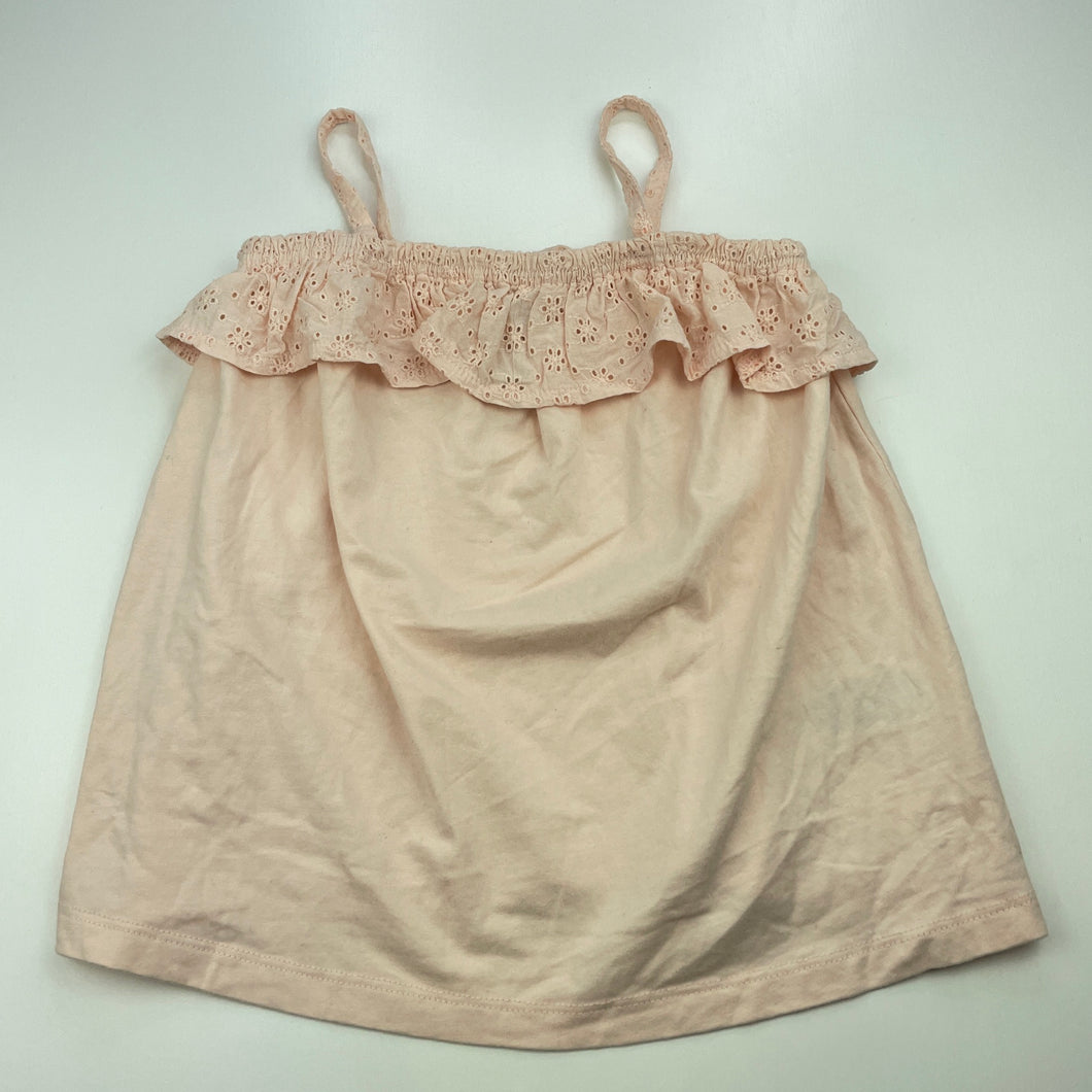 Girls Cynthia Rowley, peach singlet top, broderie trim, GUC, size 4,  